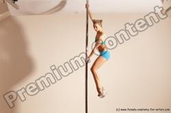 Underwear Gymnastic poses Woman White Moving poses Slim long blond Dynamic poses Academic